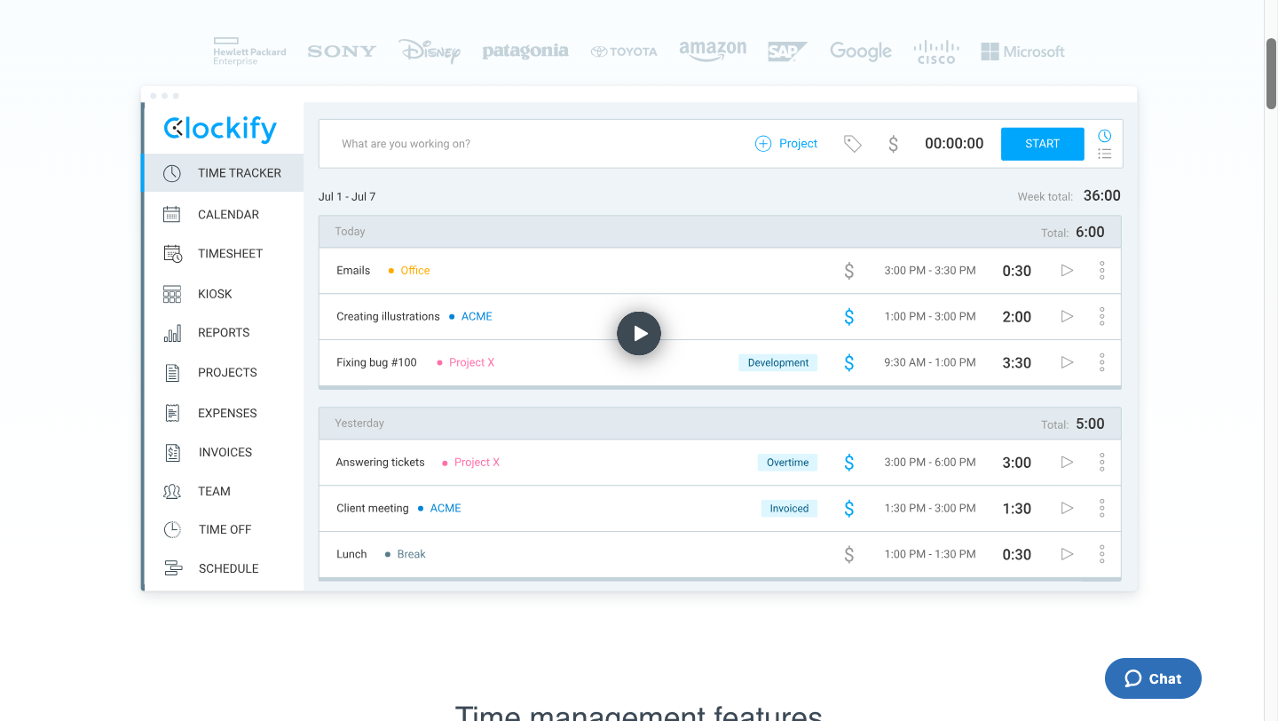 clockify goal tracking app dashboard 