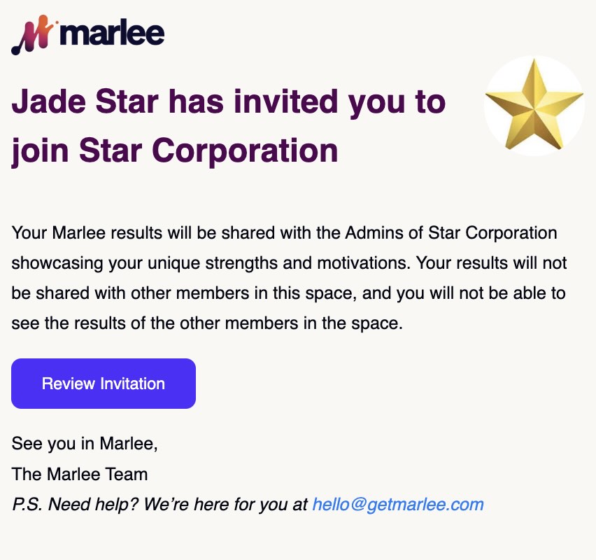An image showing the email your private invitees receive
