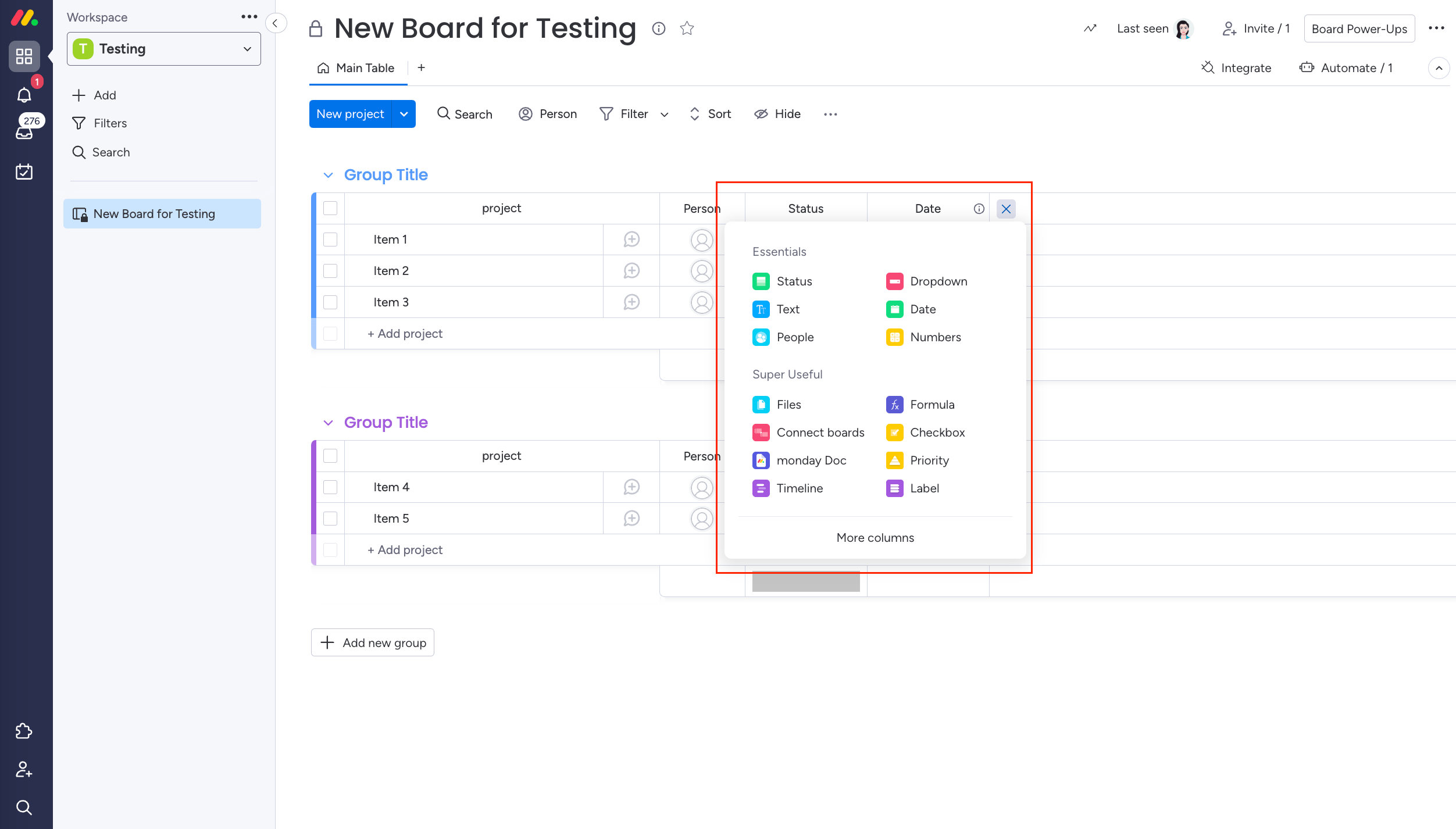 adding columns to the board