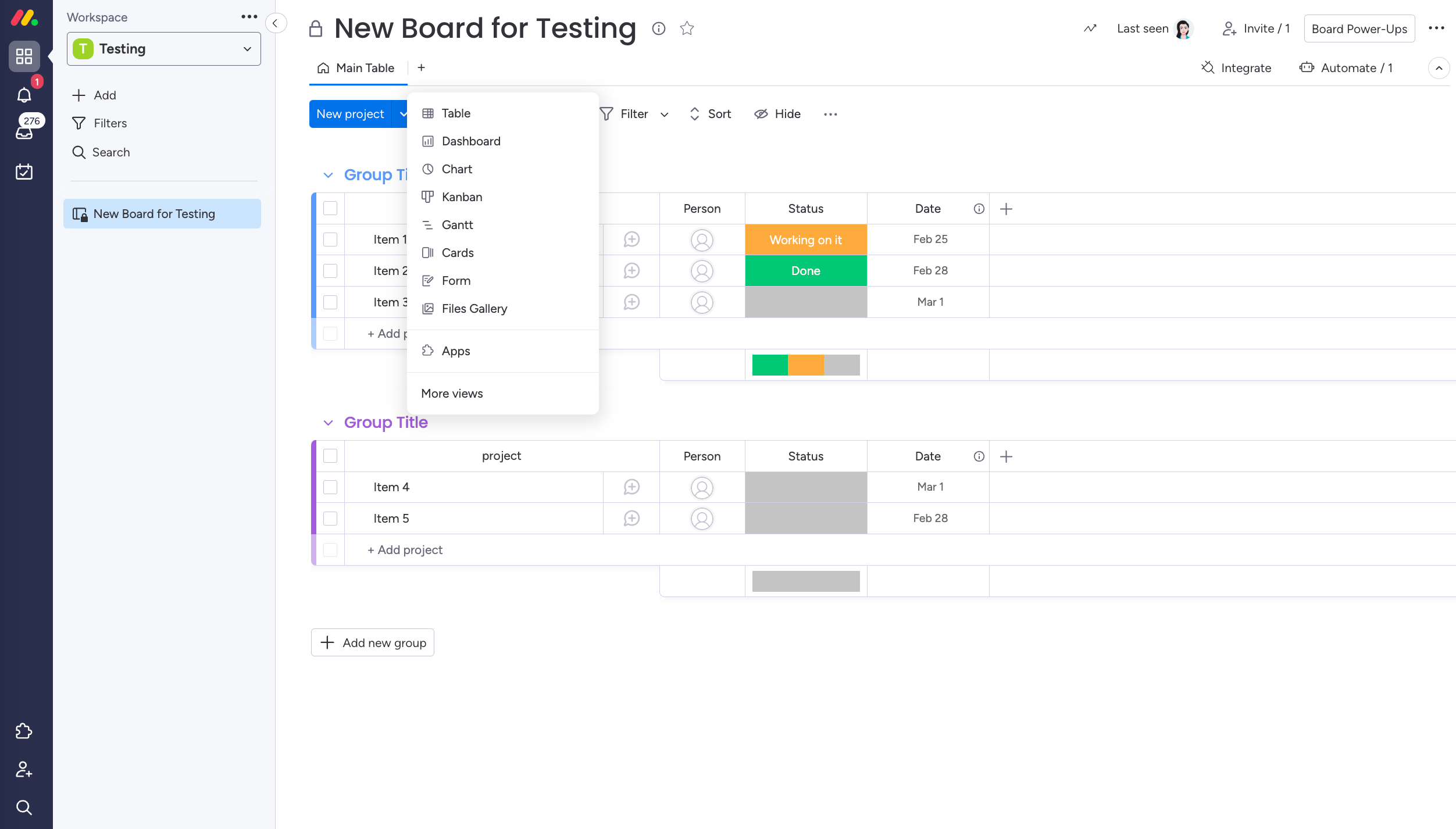 Customising your project board on Monday