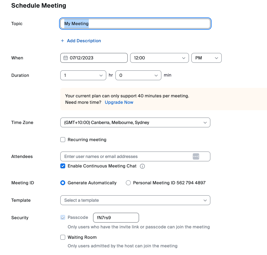 how to schedule a zoom meeting