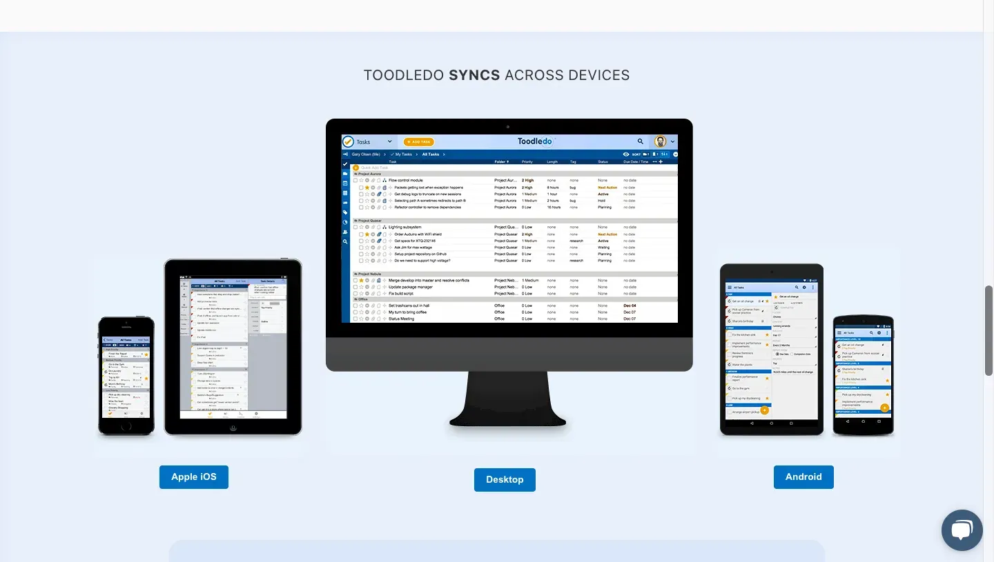 toodledo goal setting app dashboard