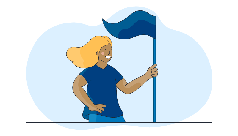 a woman holding a flag with confidence as she stands up to diffusion of responsibility